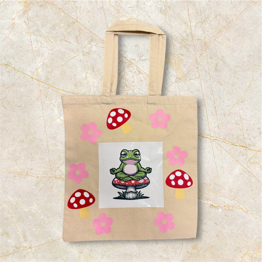 Meditating Frog Tote